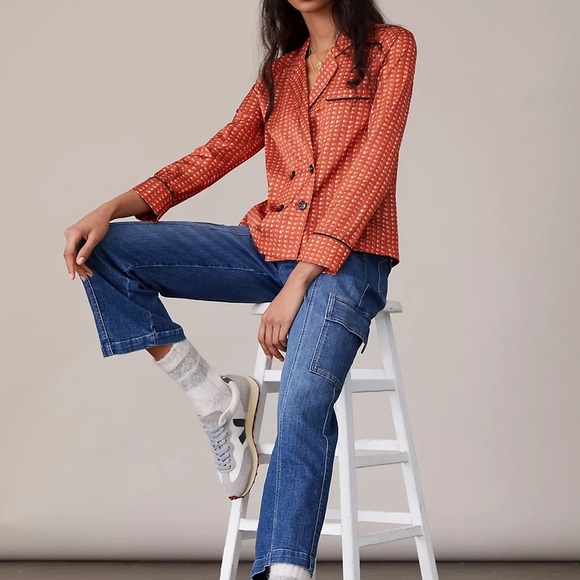 Anthropologie hutch Orange Geometric Blazer with Retro Flair - Picture 4 of 10